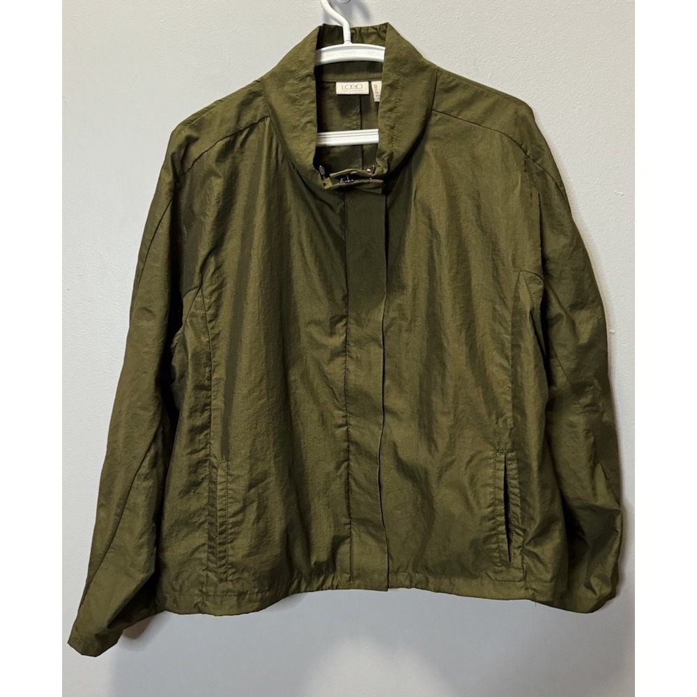 Logo By Lori‎ Goldstein Size Large Anorak Jacket Olive Green